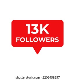 13k followers red vector, icon, stamp,logoillustration