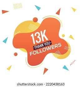13k followers, social sites post, greeting card vector illustration. 13000 Followers Social Media Online Illustration Label Vector
