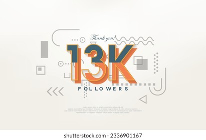 13k followers Thank you, with colorful cartoon numbers illustrations.