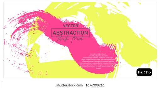 13-part  vector abstraction in the style of brush strokes of lemon and pink color. A poster for the design of packaging, ceramics, furniture, fabrics, appliances, books, sites, flyers, banners.