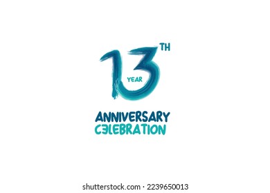 13rd, 13 years, 13 year anniversary celebration fun style logotype. anniversary white logo with green blue color isolated on white background, vector design for celebrating event