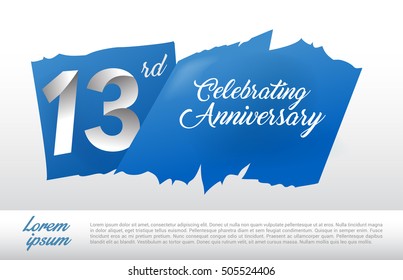 13rd anniversary logo with blue abstract backgrond. design template