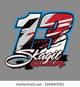 13.start racing number white color,.sports racing number with red black abstract style vector illustration .isolated gray background