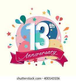 13th anniversary with abstract background