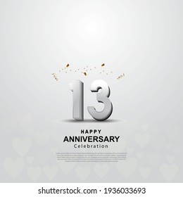 13th anniversary background with 3D number illustration