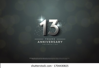 13th anniversary background number illustrations with color effects and sparkling light behind.