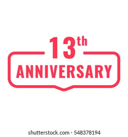 13th anniversary. Badge icon. Flat vector illustration on white background. 
