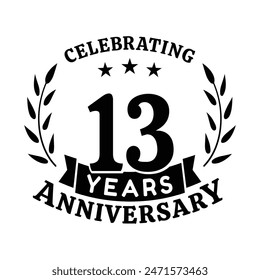 13th anniversary celebration design template. 13 years vector and illustration.