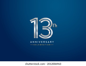 13th anniversary celebration logotype with linked number silver color isolated on blue color. vector anniversary for celebration, invitation card, and greeting card