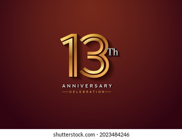 13th anniversary celebration logotype with linked number gold and silver color isolated on elegant color. vector anniversary for celebration, invitation card, and greeting card