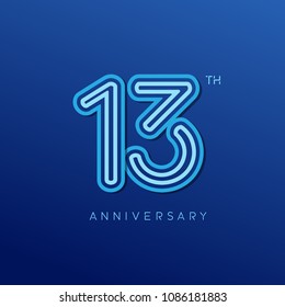 13th anniversary celebration logotype. anniversary logo with blue line color isolated on dark blue background, vector design for celebration, invitation card, and greeting card