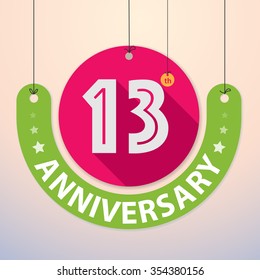 13th Anniversary - Colorful Badge, Paper cut-out