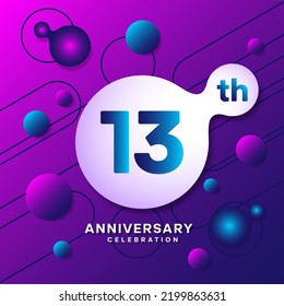 13th Anniversary logo with colorful abstract background, template design for invitation card and poster your birthday celebration. Vector eps 10