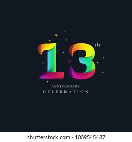 13th Anniversary Logo Design, Number 13 Icon Vector Template.


