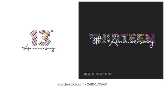 13th Anniversary Logo Design, Number 13 Vector Template.