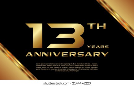 13th Anniversary logotype. Anniversary celebration template design for booklet, leaflet, magazine, brochure poster, banner, web, invitation or greeting card. Vector illustrations.