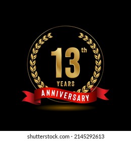 13th Anniversary logotype. Anniversary celebration template design for booklet, leaflet, magazine, brochure poster, banner, web, invitation or greeting card. Vector illustrations.