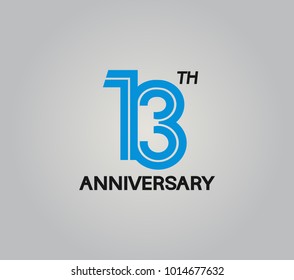 13th anniversary logotype with multiple line style blue color isolated on white background for celebration