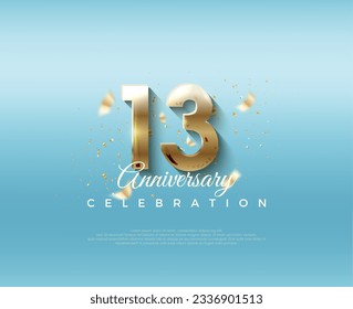 Número del 13 aniversario. Con elegantes y lujosos números 3d. Fondo vectorial premium para saludos y celebraciones.