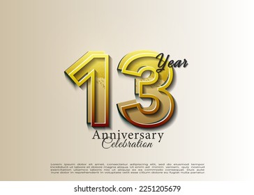 13th anniversary on smooth background with light effect.