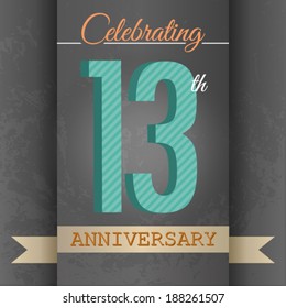 13th Anniversary poster / template design in retro style - Vector Background