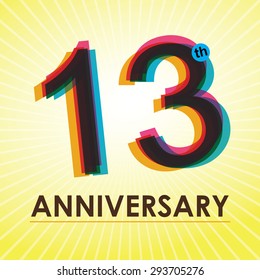 13th Anniversary poster / template design in retro style - Vector Background