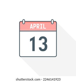 13th April calendar icon. April 13 calendar Date Month icon vector illustrator