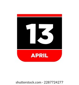 Icono vectorial del 13 de abril. Calendario del 13 de abril.