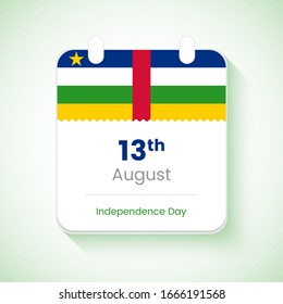 13th August, Independence day of Central African Republic. Classic country independence day calendar concept vector illustration.