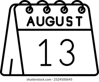 13 de Agosto Línea Vector Icon Design