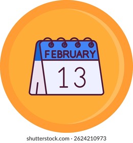 13th of February Line vector Icon Design