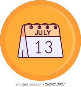 13. Juli Linie Vektor Icon Design