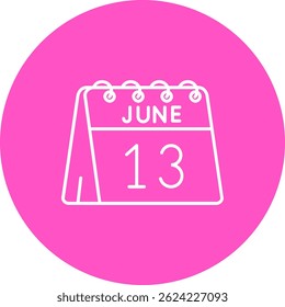 13. Juni Linie Vektor Icon Design