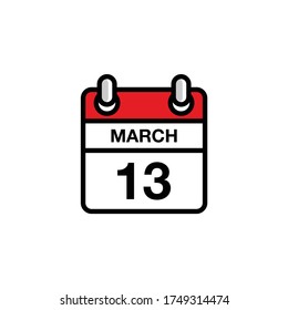13 de febrero fecha del calendario del icono plano, hora, día, calendario del mes. Diseño de ilustración de vector