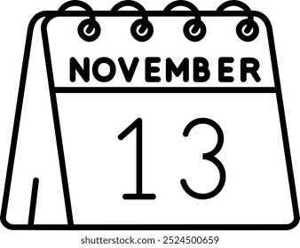 13. November Line Vektor Icon Design