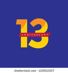 13th Year Anniversary Vector Template Design Illustration.