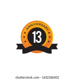 13th year celebrating anniversary emblem logo design vector template