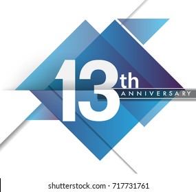 13th years anniversary logo, vector design birthday celebration with geometric isolated on white background.