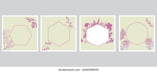 13+Unique Modern abstract floral backgrounds set with botanical leaves and abstract shapes. Botanical wall art vector set. Vector art design for print, cover,
