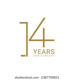 14, 14th Years Anniversary Logo, number, Golden Color, Vector Template Design element for birthday, invitation, wedding, jubilee and greeting card illustration.