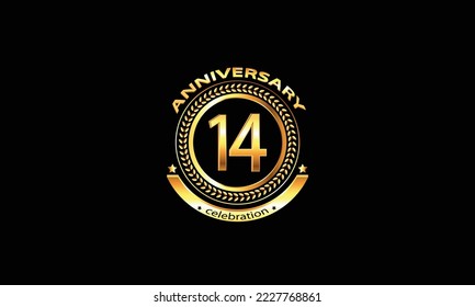 14 anniversary celebration. 14th anniversary celebration. 14 year anniversary celebration logo with black background.