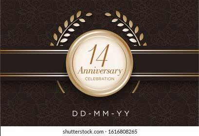 14 Anniversary celebration with luxury design on the pattern background.