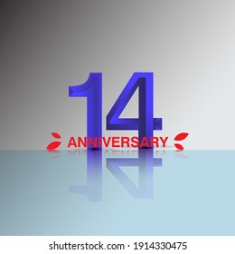 Diseño de plantilla de logotipo para banner, afiche, ilustrador vectorial de tarjeta de 14 años