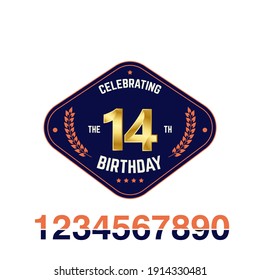 14 anniversary logotype template design for banner, poster, card vector illustrator