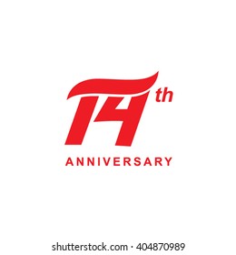 14 anniversary wave logo red