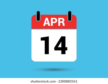 14 de abril Calendario Fecha Icono plano Día 14 Ilustración vectorial