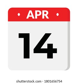 14 april calendar icon, vector illustration