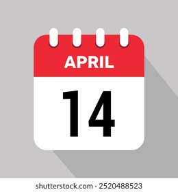 14 april calendar icon vector illustration graphic design