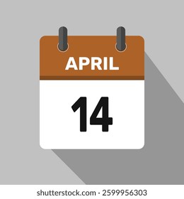 14 april calendar icon vector month date number illustration design