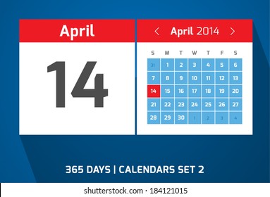 14 April vector calendar 2014, Set 2 